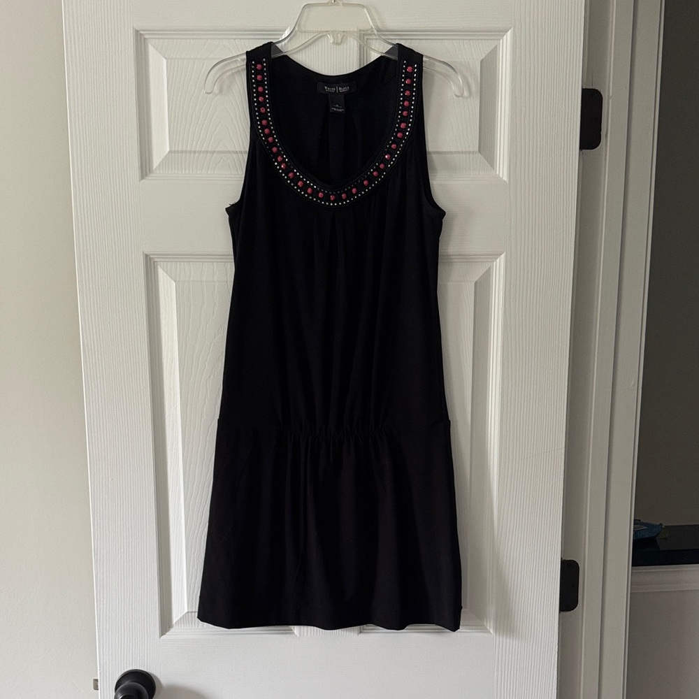 White House Black Market Black Dress with Pink Embellishments